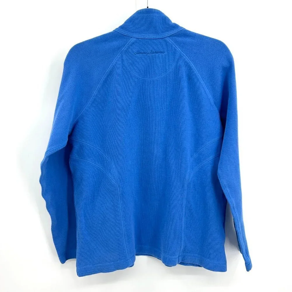 TOMMY BAHAMA *FLAWED* Men's Blue Ribbed Half Zip Pullover Sweater Size Medium